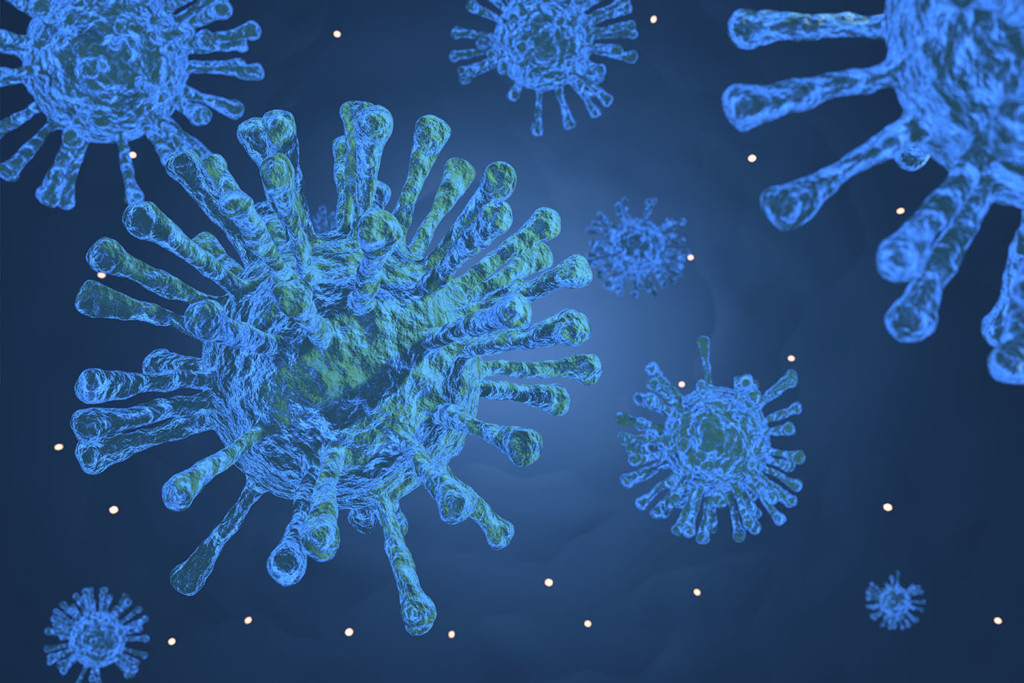 Virus on blue background
