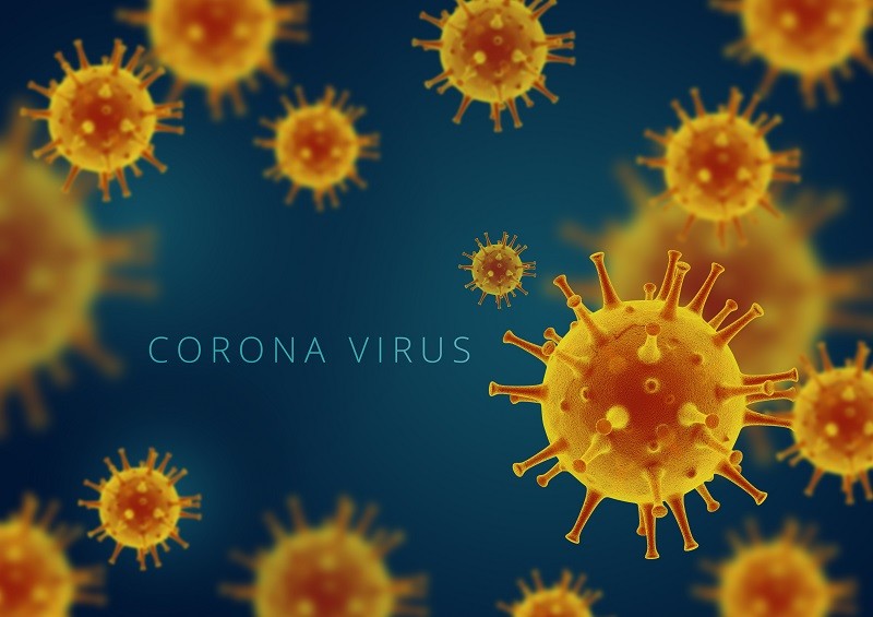 Illustration corona virus. Viral infection causing chronic disease. H1N1, Hepatitis viruses, Flu, aids. 3d rendering Virus.