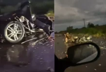 Motorista morre ao invadir pista contrária e bater carro em caminhão-baú na BR-060